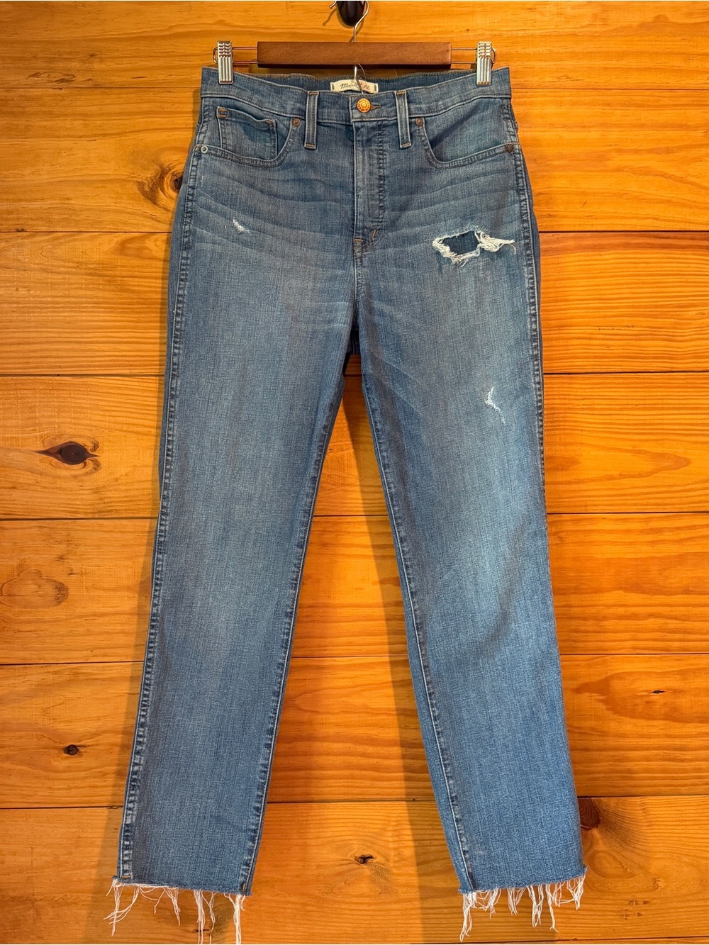 Madewell Stovepipe High Rise Straight Jeans in Holburn Medium Wash 28 K7984